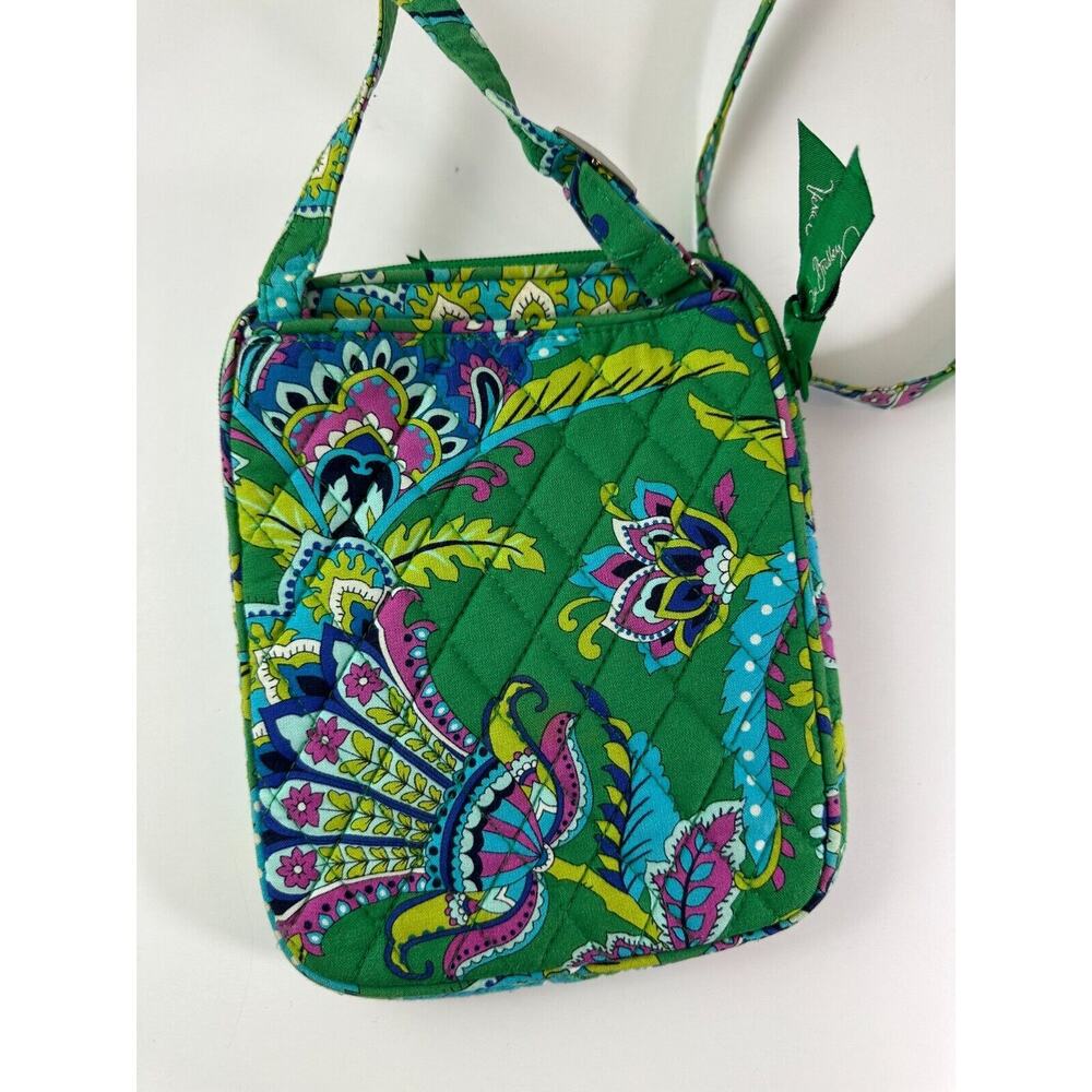 Vera Bradley Green Floral Crossbody Bag Mini Fabric Quilted Purse Adjustable - Picture 9 of 11
